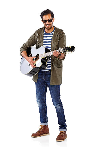 man playing with a guitar.