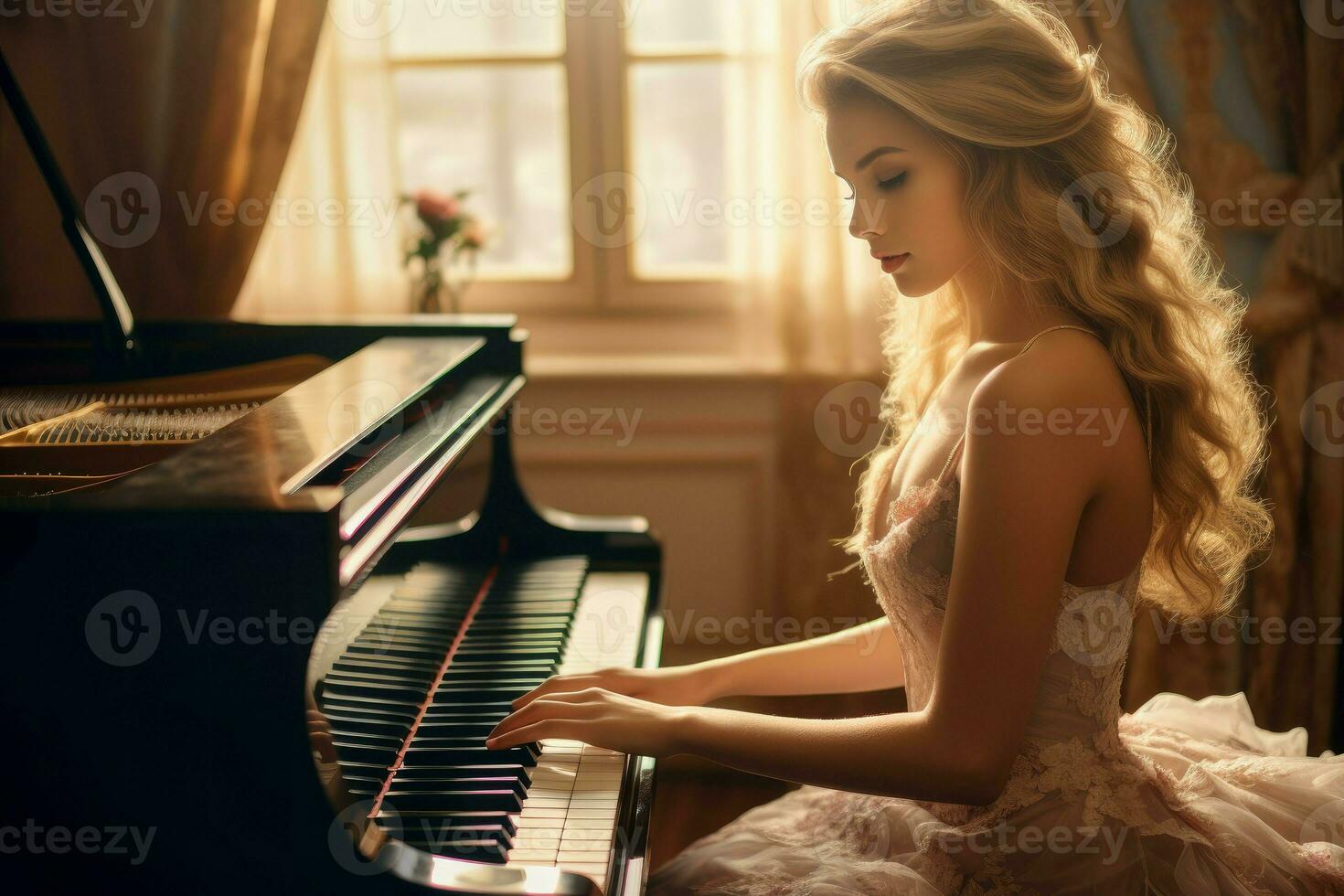 women playing a piano